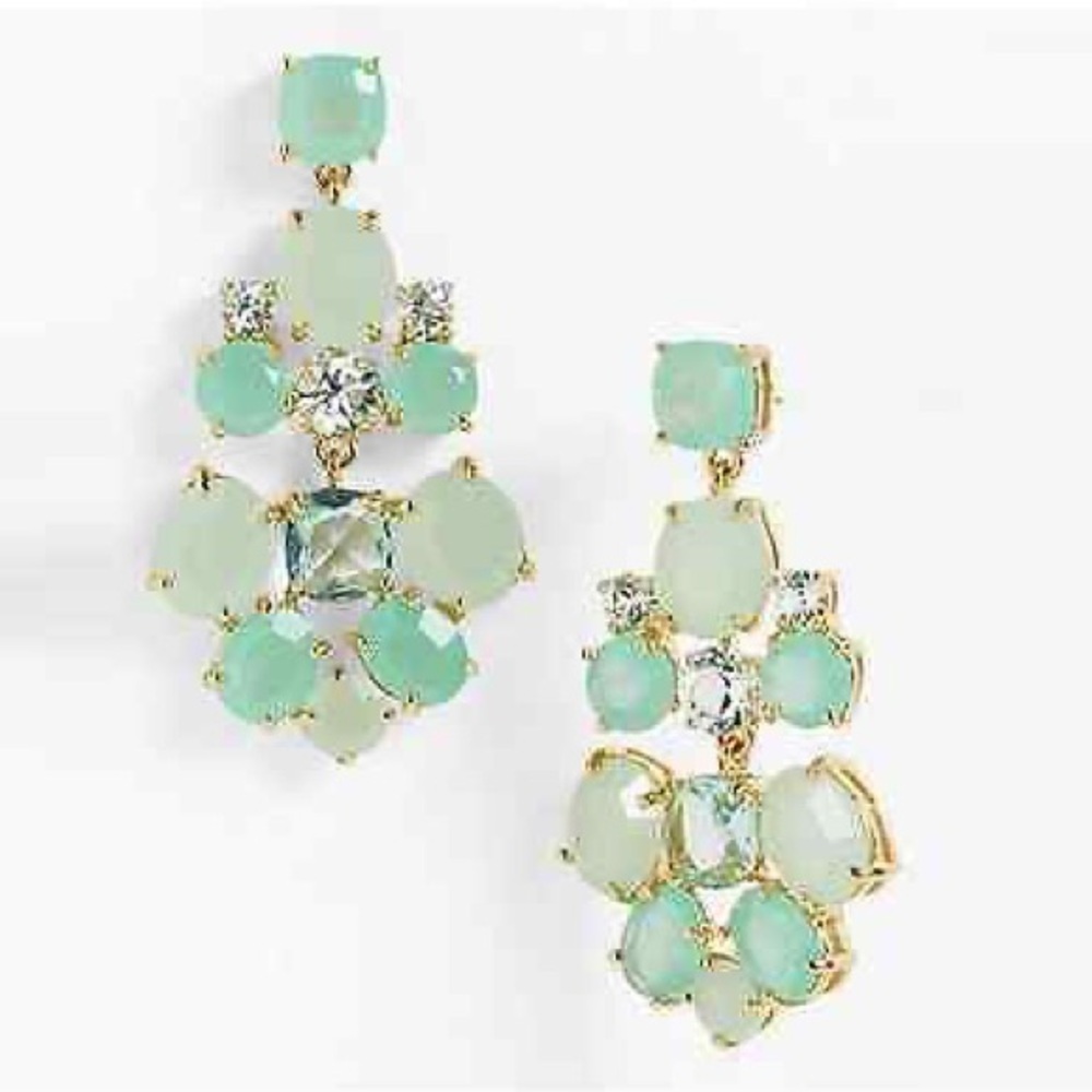 Excellent condi Kate Spade Aqua Green Blue Gold  Statement Earrings